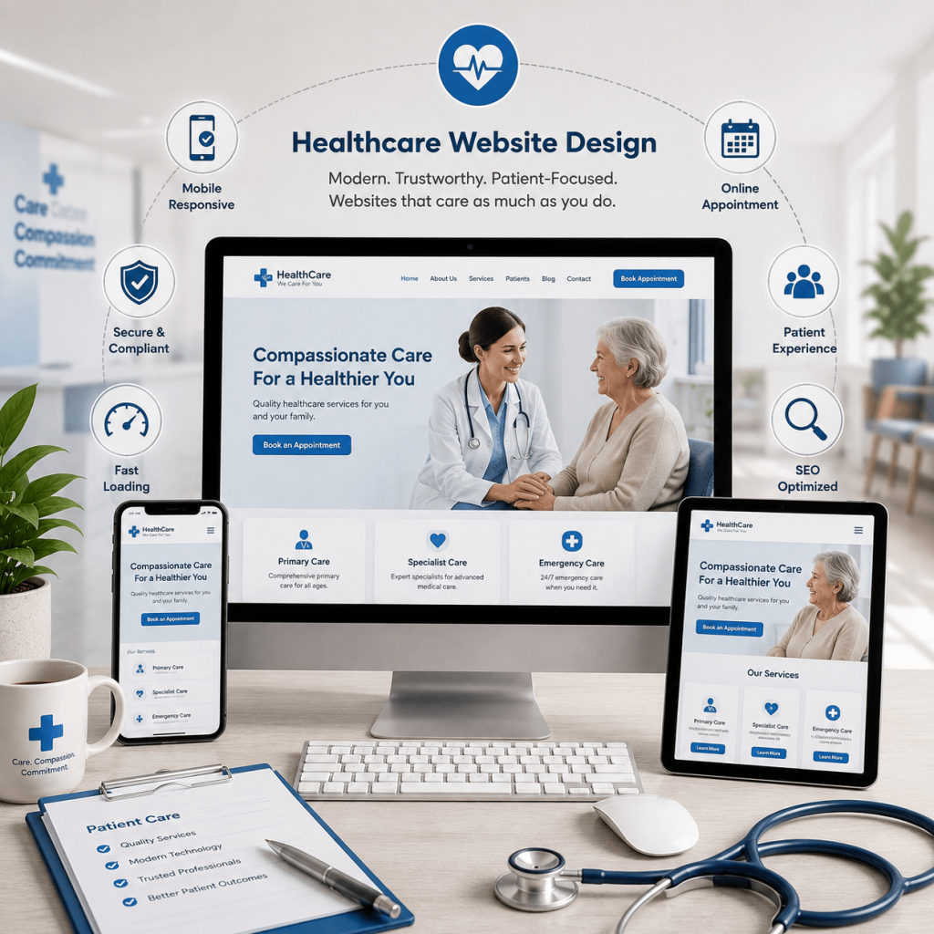 Healthcare website design for medical clinics, doctors, dentists, and healthcare providers by Brixel Cloud